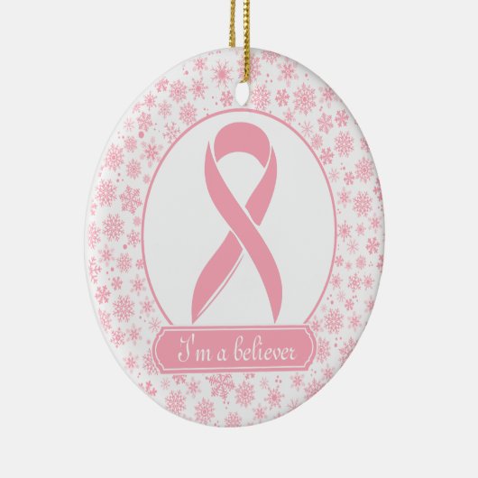 Roze Snowflake Breast Cancer Ornament (Rechts)
