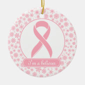 Roze Snowflake Breast Cancer Ornament (Voorkant)