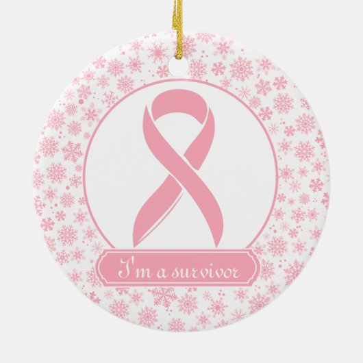 Roze Snowflake Breast Cancer Ornament (Achterkant)