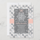 Roze Snowflake Bridal Shower Invitations Kaart (Voorkant)