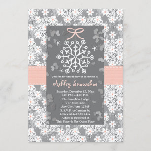 Roze Snowflake Bridal Shower Invitations Kaart