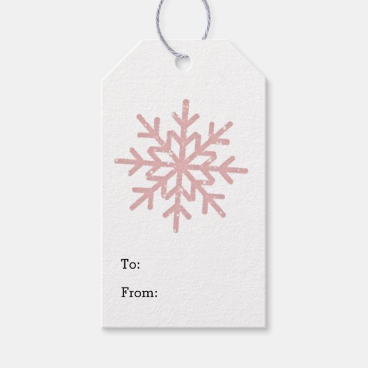 Roze Snowflake Cadeaulabel (Voorkant)