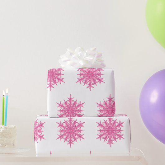Roze Snowflake Cadeaupapier (Feestgeschenken)