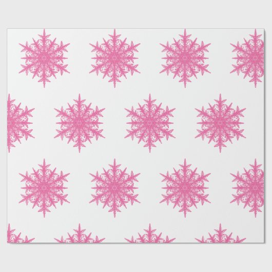 Roze Snowflake Cadeaupapier (Vlak)