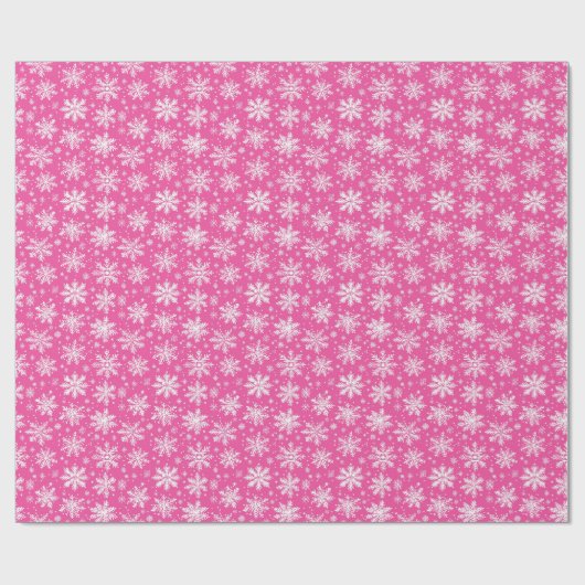 Roze Snowflake Cadeaupapier (Vlak)