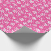 Roze Snowflake Cadeaupapier (Hoek)