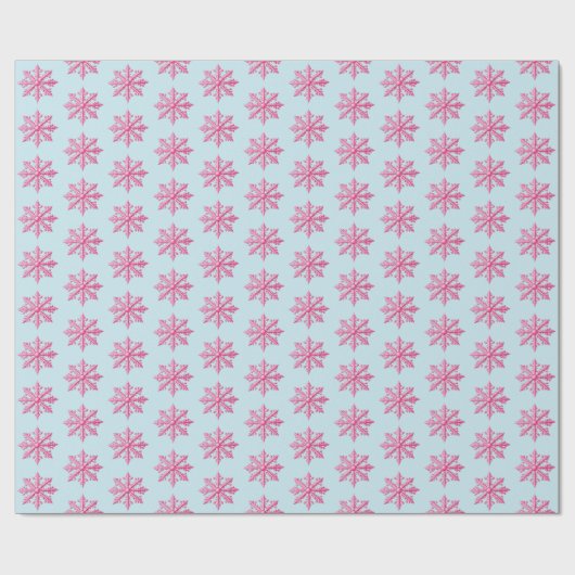 Roze Snowflake Cadeaupapier (Vlak)