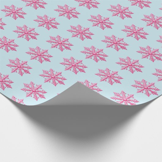 Roze Snowflake Cadeaupapier (Hoek)