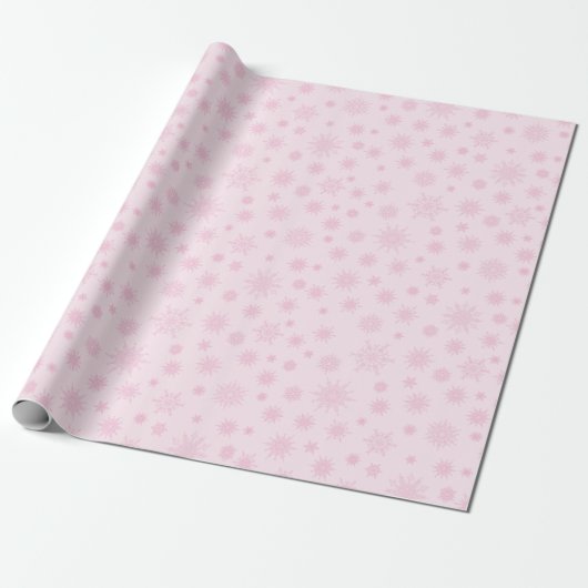 Roze Snowflake Cadeaupapier (Uitgerold)