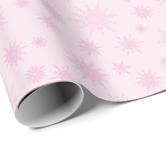 Roze Snowflake Cadeaupapier (Rol Hoek)