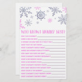 Roze Snowflake die het Baby shower van mama kent Briefpapier (Voorkant / Achterkant)