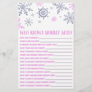 Roze Snowflake die het Baby shower van mama kent Briefpapier