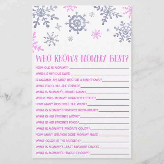 Roze Snowflake die het Baby shower van mama kent Briefpapier (Voorkant)