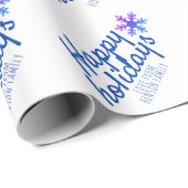 Roze Snowflake Festive Script Happy Holiday Cadeaupapier (Rol Hoek)