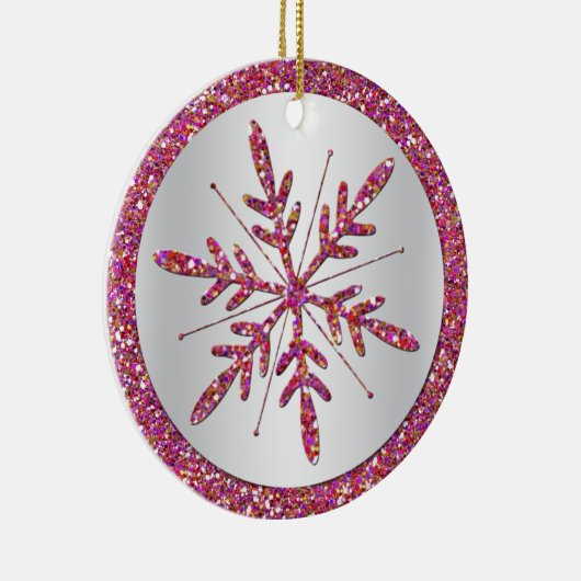 Roze Snowflake Foto Quinceañera Keepomwille Orname Keramisch Ornament (Rechts)
