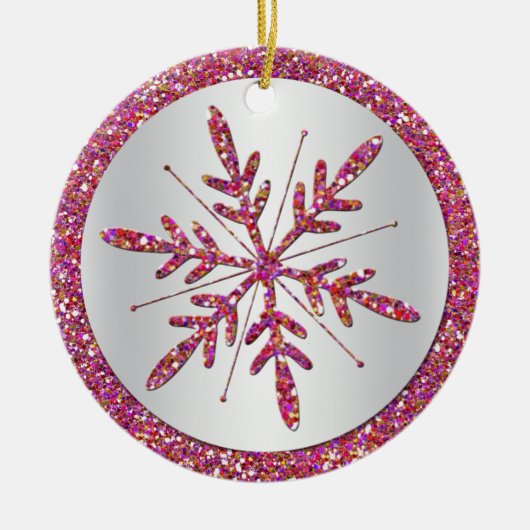 Roze Snowflake Foto Quinceañera Keepomwille Orname Keramisch Ornament (Voorkant)