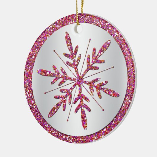 Roze Snowflake Foto Quinceañera Keepomwille Orname Keramisch Ornament (Links)