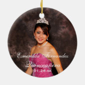 Roze Snowflake Foto Quinceañera Keepomwille Orname Keramisch Ornament (Achterkant)