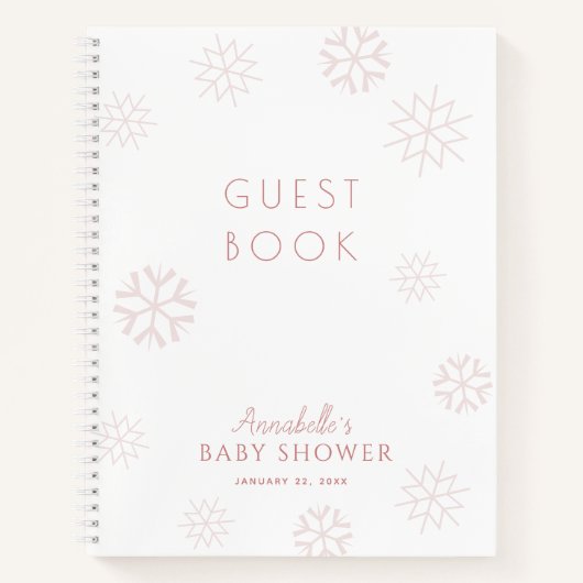 Roze Snowflake Girl Baby shower Guest Book Notitieboek (Voorkant)