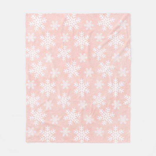 Roze Snowflake Holiday Kerstmeisje Feminine Fleece Deken (Voorkant)