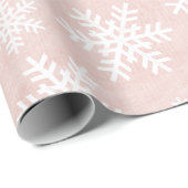 Roze Snowflake Holiday Kerstmeisje Feminine Ice Cadeaupapier (Rol Hoek)