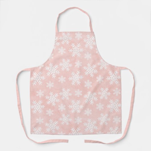 Roze Snowflake Holiday Kerstmeisje Feminine Schort (Voorkant)