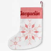 Roze Snowflake JOY met naam Kleine Kerstsok (Achterkant)