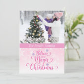 Roze Snowflake Kaart met kerstfoto's (Staand voorkant)