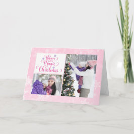 Roze Snowflake Kaart met kerstfoto's