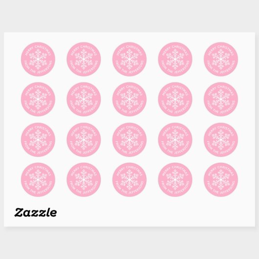 Roze Snowflake Kerst stickers (Vel)
