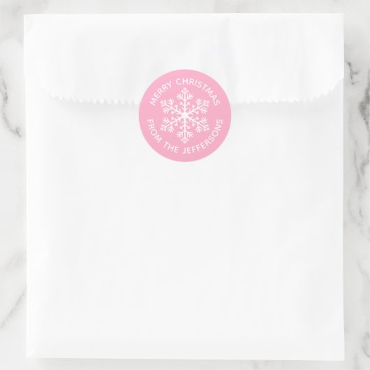 Roze Snowflake Kerst stickers (Tas)