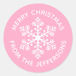 Roze Snowflake Kerst stickers