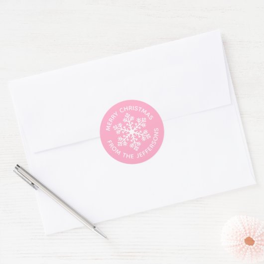 Roze Snowflake Kerst stickers (Envelop)