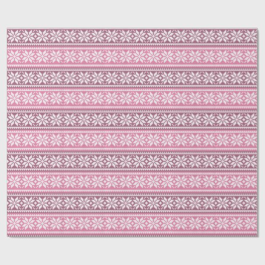 Roze Snowflake Knit Sweater Pattern Cadeaupapier (Vlak)
