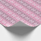 Roze Snowflake Knit Sweater Pattern Cadeaupapier (Hoek)