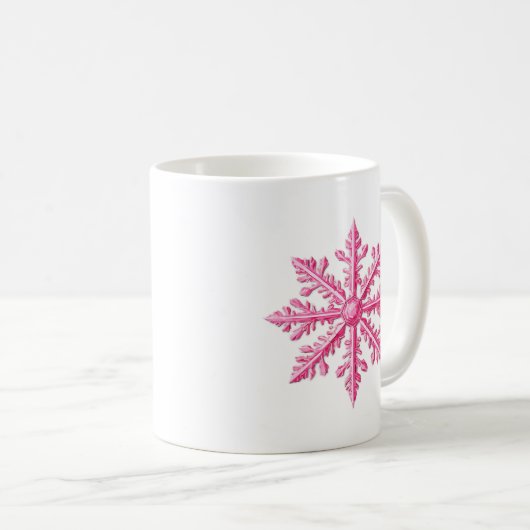 Roze Snowflake Koffiemok (Voorkant rechts)