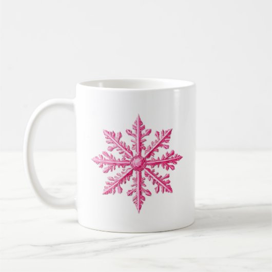 Roze Snowflake Koffiemok (Links)