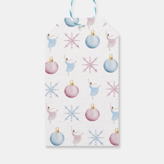 Roze Snowflake Nutkraker kerstcadeau-Label Cadeaulabel (Achterkant)
