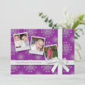 Roze Snowflake Pareltjes Flat Holiday Card Feestdagenkaart (Staand voorkant)
