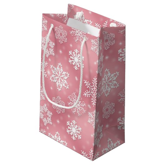 Roze Snowflake patroon kleine cadeautas (Achterkant Gekanteld)
