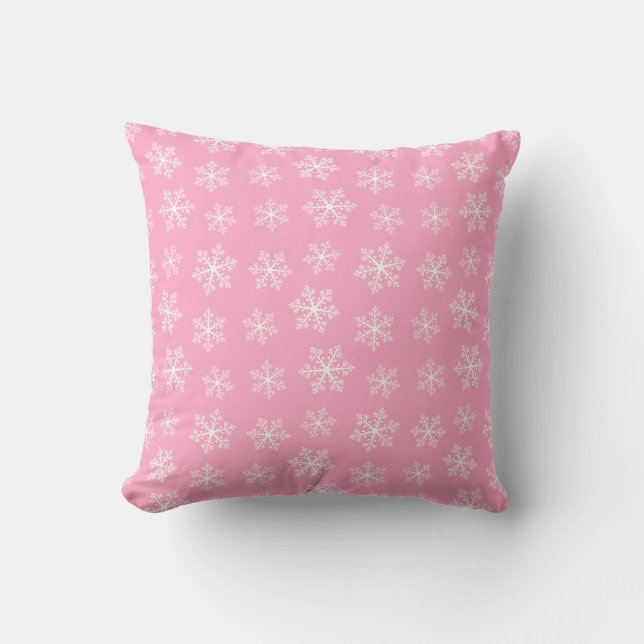 Roze Snowflake Pillow Kussen (Voorkant)