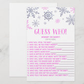 Roze Snowflake raad eens wie! Baby shower game Briefpapier (Voorkant / Achterkant)
