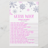 Roze Snowflake raad eens wie! Baby shower game Briefpapier (Voorkant)
