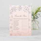 Roze Snowflake raadt het prijsspel Baby shower Kaart (Staand voorkant)