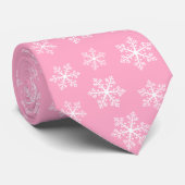 Roze Snowflake Stropdas (Opgerold)