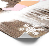 Roze Snowflake Winter Baby shower Sign Poster (Hoek)