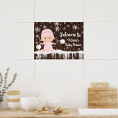 Roze Snowflake Winter Baby shower Sign Poster (Keuken)