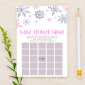 Roze Snowflake Winter Bingo Baby shower Game Briefpapier