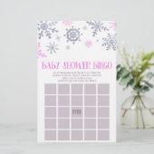Roze Snowflake Winter Bingo Baby shower Game Briefpapier (Staand voorkant)