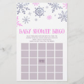 Roze Snowflake Winter Bingo Baby shower Game Briefpapier (Voorkant)